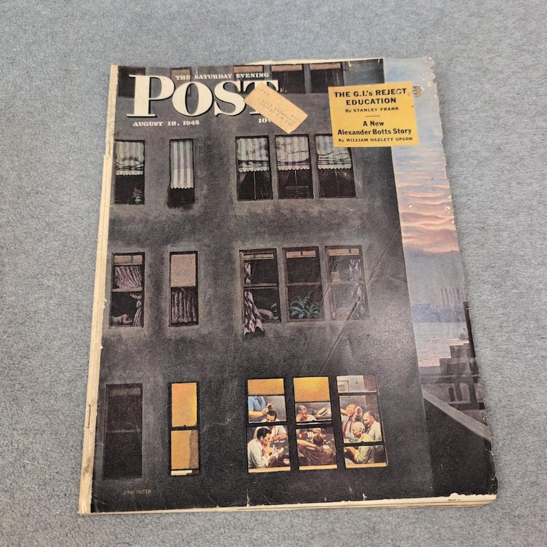 The Saturday Evening Post August 18 1945 John Falter Cover WWII Era Magazine image 1