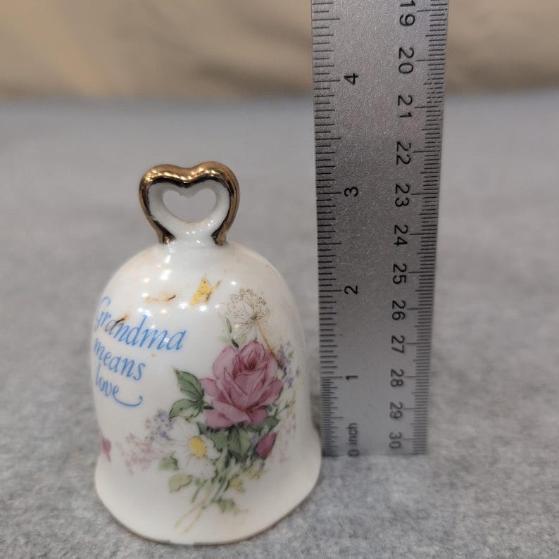 Napcoware Bell Grandma Means Love Floral Heart Handle Japan 1462 image 4
