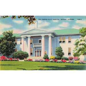 Vtg Frasier Ellis Hospital Dothan Alabama AL Linen Postcard 108-D image 1