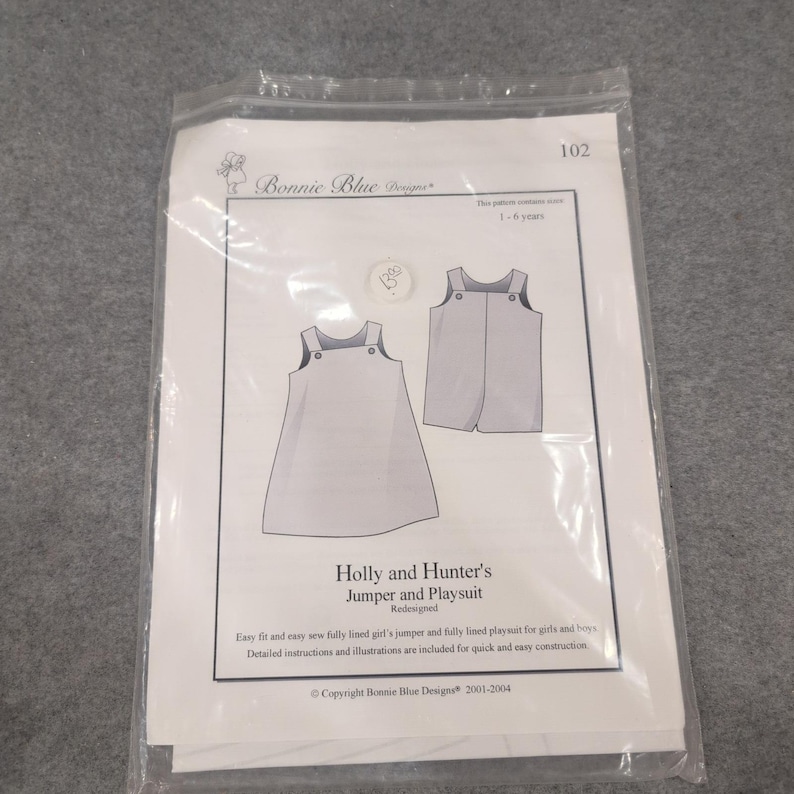 Bonnie Blue Designs 102 Holly and Hunter Jumper Playsuit Pattern Sizes 1-6 Years image 1