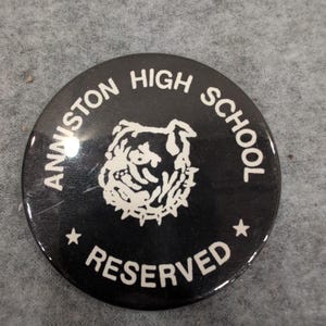 Anniston High School Bulldogs Reserved Pinback Button Vintage Mascot Badge Black image 1