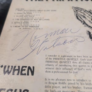 The Primitive Quartet When Jesus Brings Sweet Glory Down Vinyl LP Signed RS-149 image 2