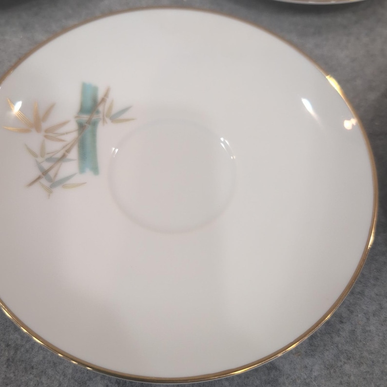 Noritake Oriental 6341 Bamboo Salad Plates and Saucers Set of 8 Japan Fine China image 3