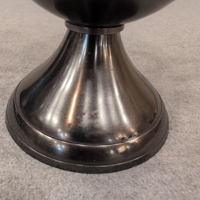 Vintage Silver Tone Loving Cup Trophy Ornate Handles Beaded Rim Pedestal Base image 6