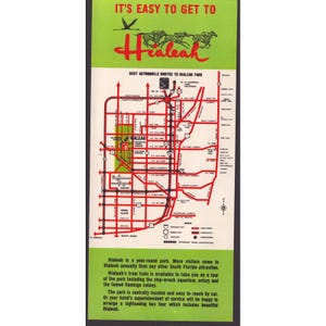 Vintage Hialeah Park Florida Racing Showplace Travel Brochure Map Flamingo VG+ image 2