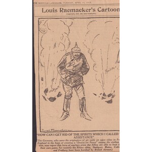 Louis Raemaekers Politische Cartoons aus dem Ersten Weltkrieg aus dem Jahr 1918, Ausschnitte aus Norfolk-Wahrzeichen Bild 5