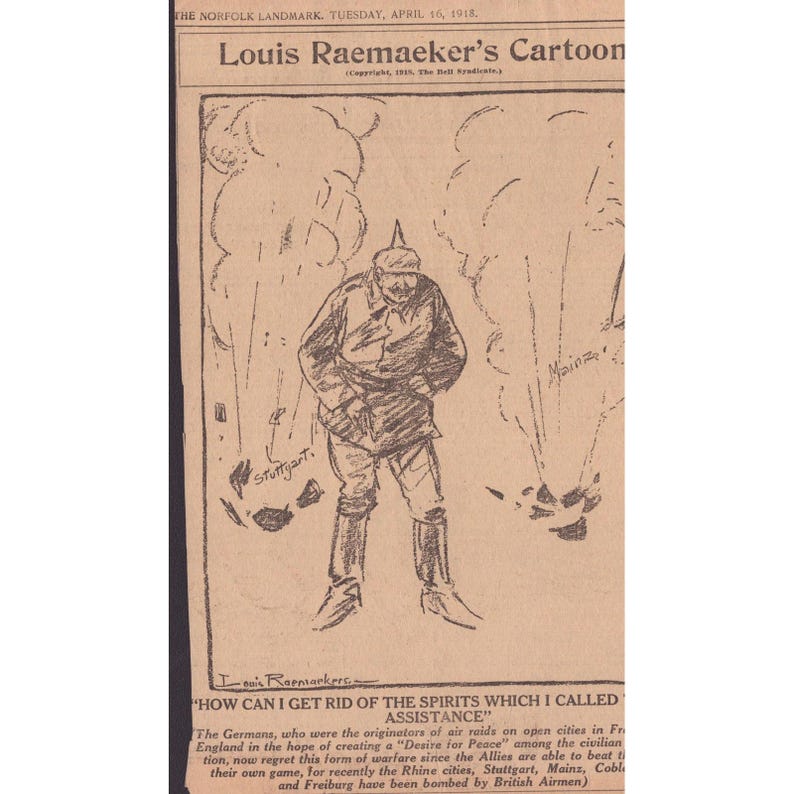 Louis Raemaekers Politische Cartoons aus dem Ersten Weltkrieg aus dem Jahr 1918, Ausschnitte aus Norfolk-Wahrzeichen Bild 5