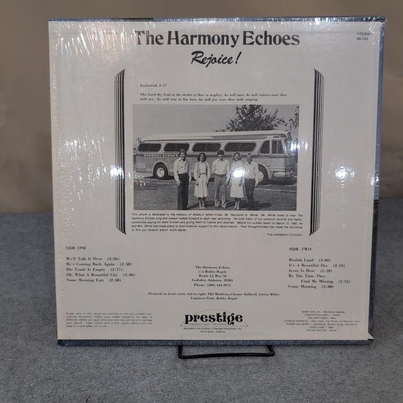 The Harmony Echoes Rejoice! Vinyl LP Prestige Records 80-123 Southern Gospel image 2