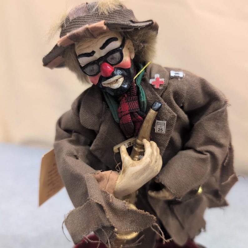 Vtg Emmett Kelly Jr Real Rags "The Sax Player" Clown Figurine Limited Edition image 2
