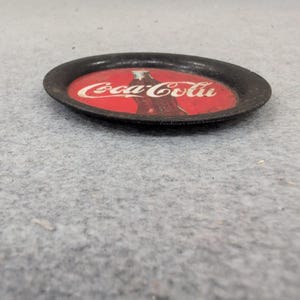 Vintage Coca Cola Metal Tray Coaster Round Red Bottle Graphic Collectible image 4