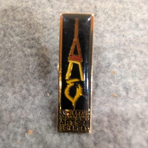Von Braun Celebration of the Arts & Sciences Enamel Lapel Pin Black Gold Tone image 1