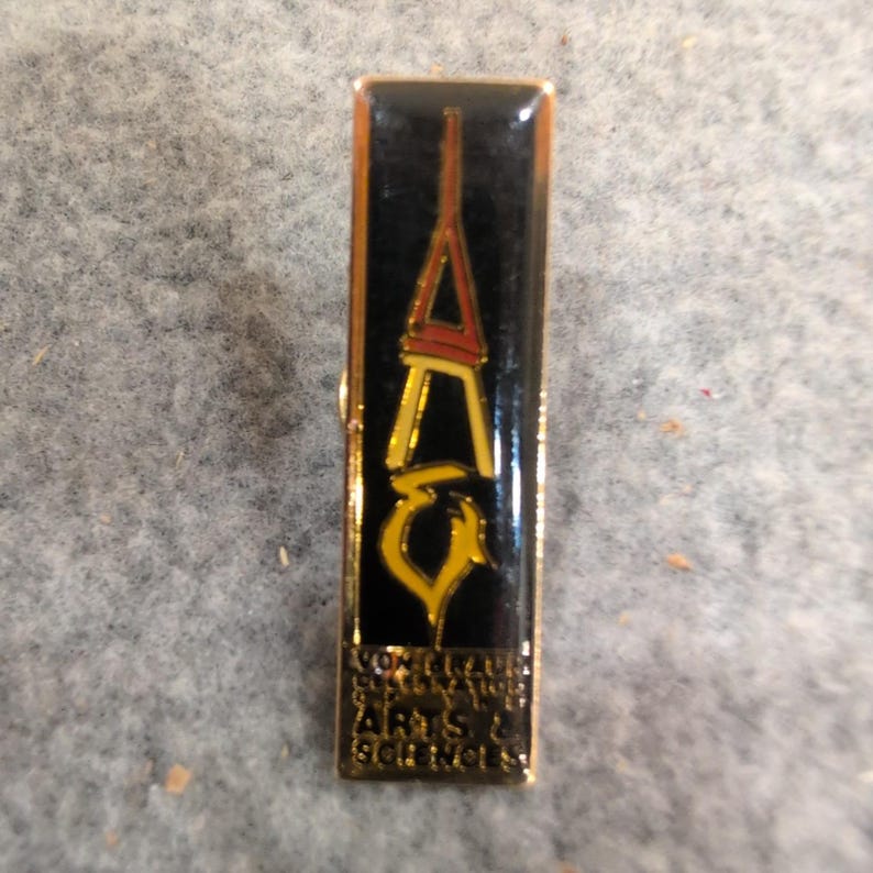 Von Braun Celebration of the Arts & Sciences Enamel Lapel Pin Black Gold Tone image 1
