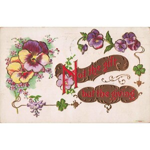 Cartão-postal antigo de 1910 com relevo: Amor-perfeito - Não é o presente, mas sim dar - Sheboygan, WI imagem 1