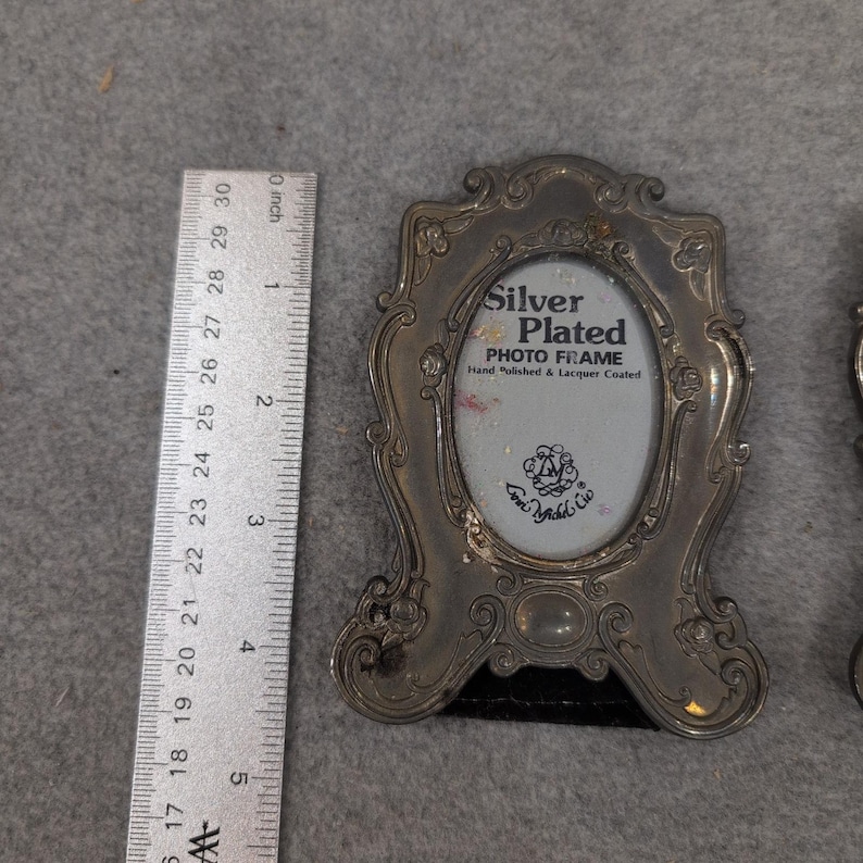 Loui Michel & Cie Silver Plated Art Nouveau Mini Photo Frames Set of 2 Floral image 4