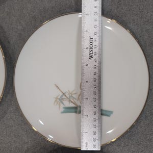 Noritake Oriental 6341 Bamboo China Set 11 Plates 2 Cups Gold Trim Japan Vintage image 6