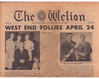 1958 Birmingham Alabama West End High School Tidning Helion House of Magic