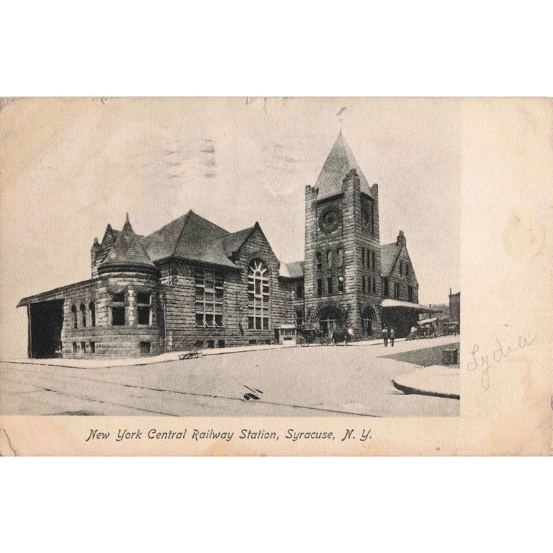 Vintage 1907 New York Central Railway Station Syracuse NY Postcard Lithograph image 1