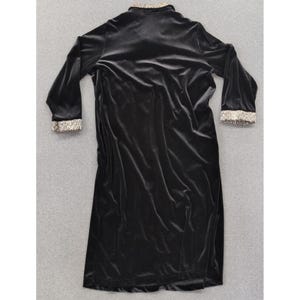 Cinema Etoile Black Velvet Robe Duster Long Sleeve Animal Print Collar Cuffs XL image 3