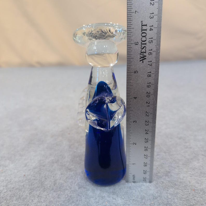 Vintage Murano Cobalt Blue Glass Angel Candle Holder MCM Style image 4