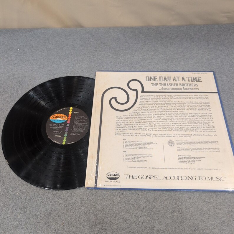 The Thrasher Brothers One Day At A Time Vinyl LP Canaan CAS-9748-LP Gospel 1974 image 2