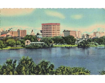 St Petersburg Florida Linen Postcard 1951 Suwannee Hotel Skyline Curteich