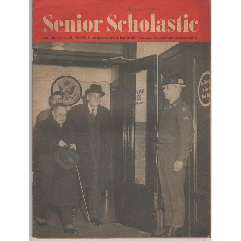 Senior Scholastic Magazine Sept 19 1951 Vol 59 No 1 Japan Ambassador Dulles image 1