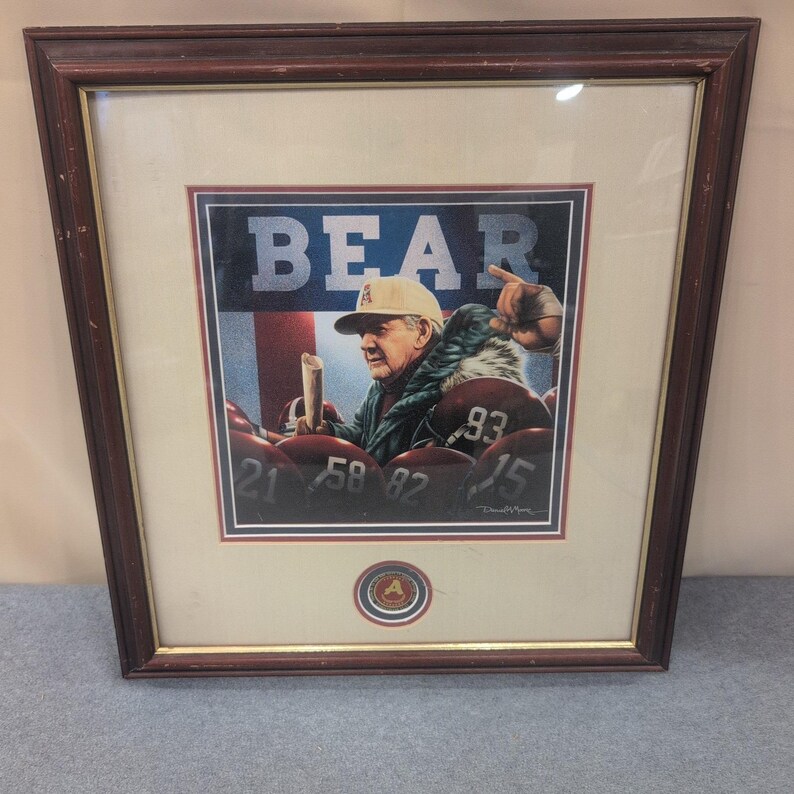 Daniel A Moore Bear Bryant Alabama Crimson Tide Framed Art Print Commemorative image 1
