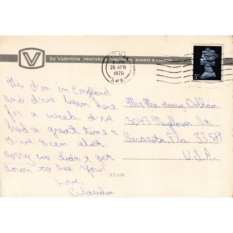 Vintage 1903 White Motor Car Postcard Valentine Printers 1970 London Postmark image 2