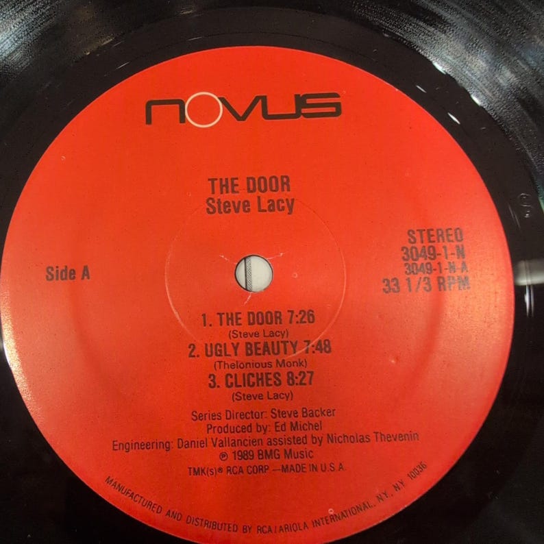 Steve Lacy The Door Vinyl LP 1989 Novus 3049-1-N Jazz Soprano Saxophone VG+ image 4