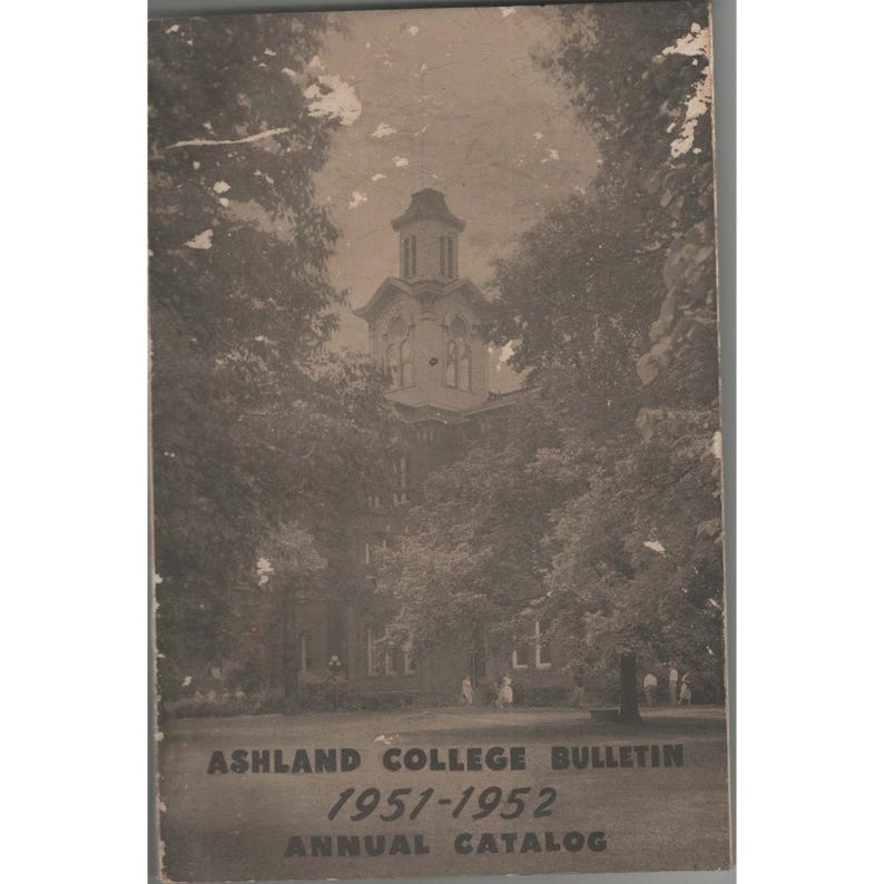 1951-1952 Ashland College Bulletin Annual Catalog Ashland Ohio Vintage Book image 1