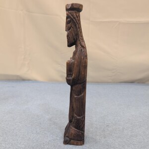 Vintage Hand Carved Wood Figurine Wise Man Prophet Religious Folk Art Sculpture image 4