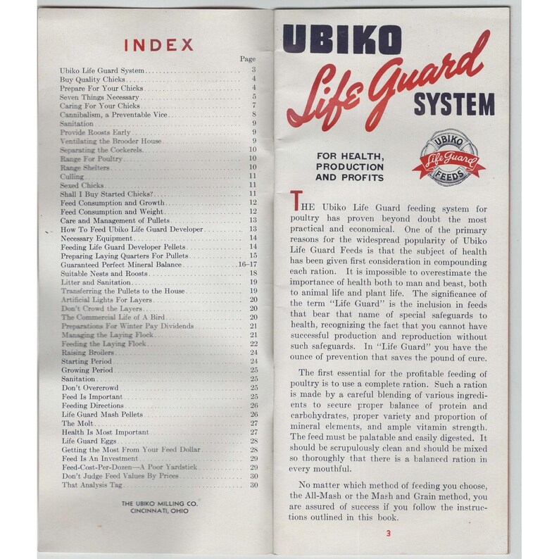 Vintage Ubiko Life Guard System Poultry Feed Booklet Cincinnati Ohio VG image 2