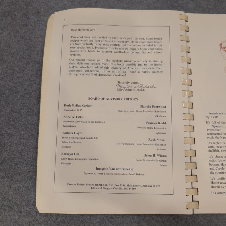 Americana Cookery Illustrated Cookbook Regional Traditional Recipes 1971 Spiral image 2