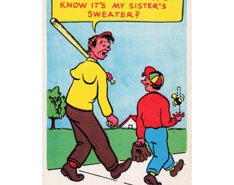 Vintage Humorous Baseball Comic Postcard Baxter Lane Co Amarillo Texas 82-C