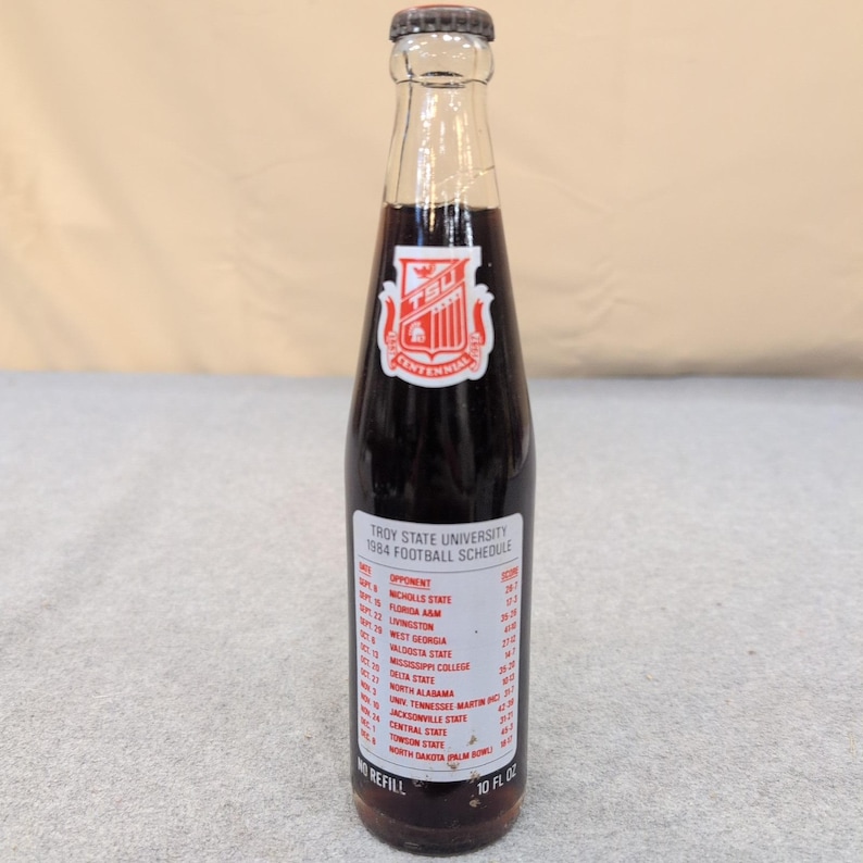1984 Troy State University Trojans NCAA Football National Champion Coke Bottle image 2