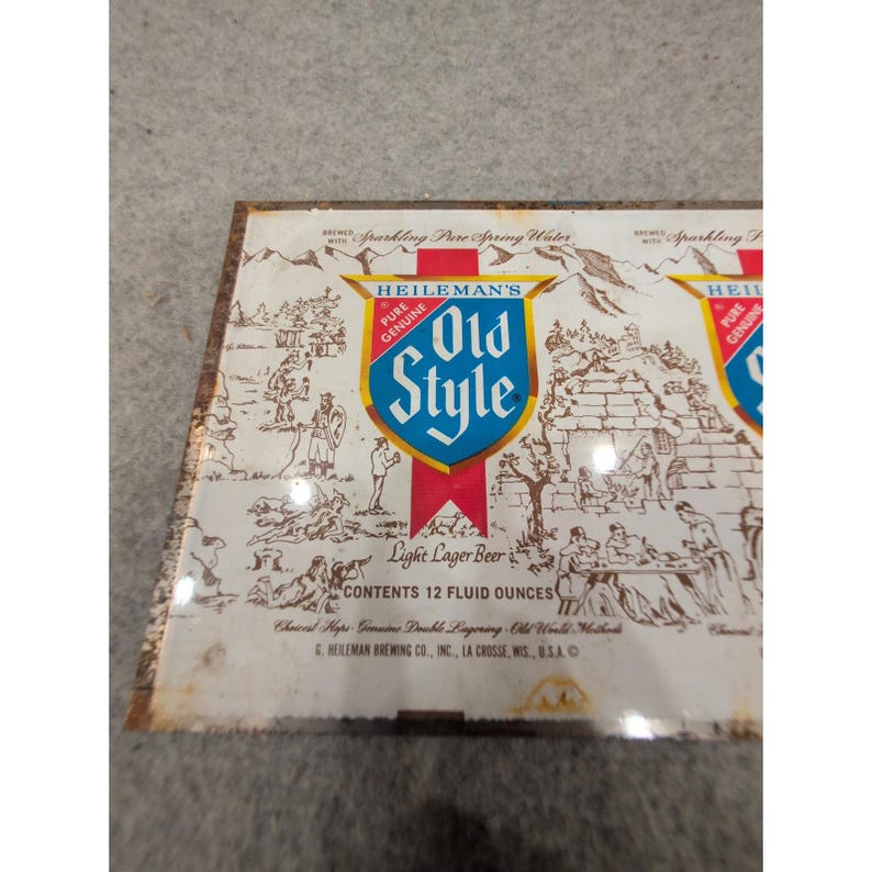 Vintage Heileman's Old Style Beer Uncut Metal Can Label Sheet G Heileman Brewing image 2