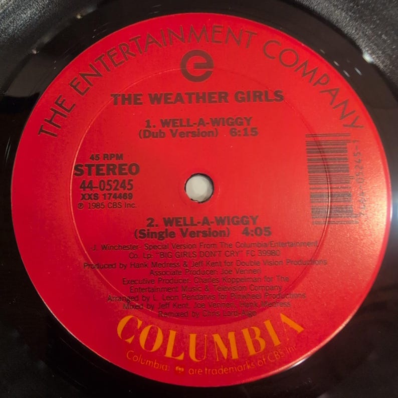 The Weather Girls Well-A-Wiggy 12" Vinyl Singel 45 RPM Columbia 44-05245 1985 bild 6