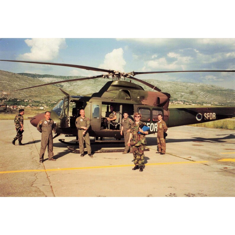 Vintage 1999 SFOR Bosnia UH-1N Helicopter Airfield Photo Lot 6x4 image 3