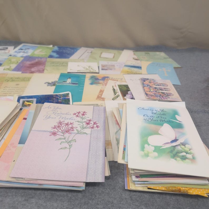 100+ Used Sympathy Greeting Cards Bulk Lot Paper Ephemera Junk Journal Crafting image 3