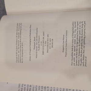 White for Harvest New and Selected Poems Jeanie Thompson Signed Hardcover 2001 image 3