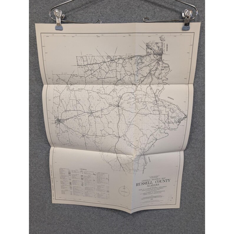 VTG 1975 General Highway Map Russell County Alabama 23" x 18" image 1