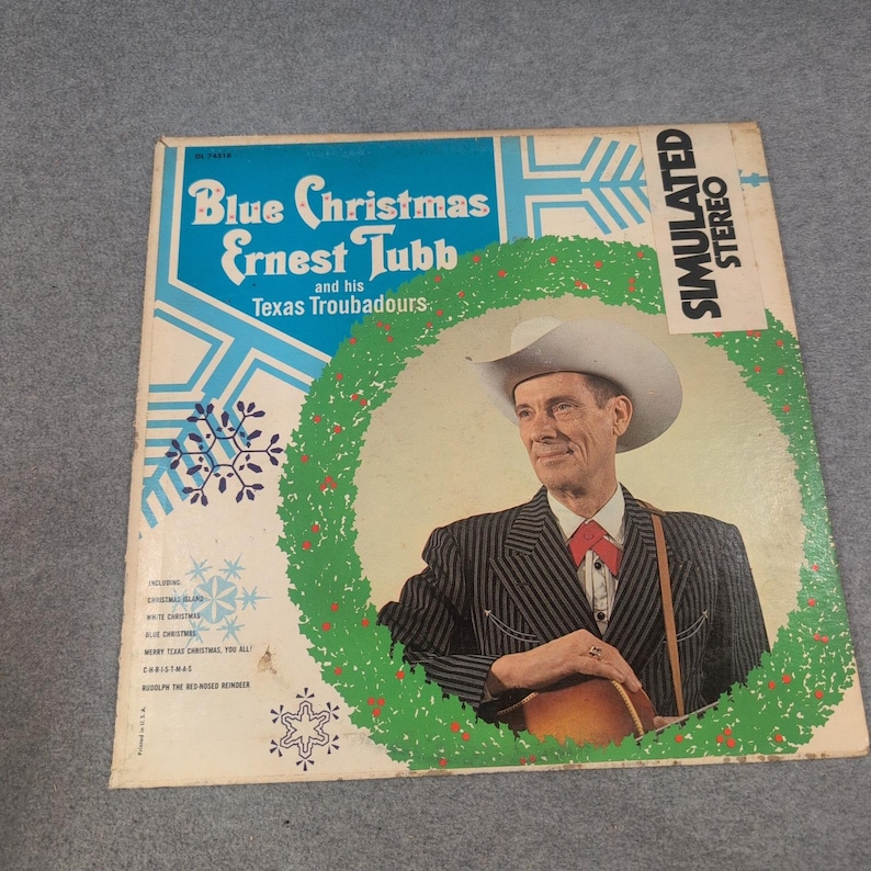 Ernest Tubb Blue Christmas Vinyl LP Decca DL 74518 Texas Troubadours Signed image 1
