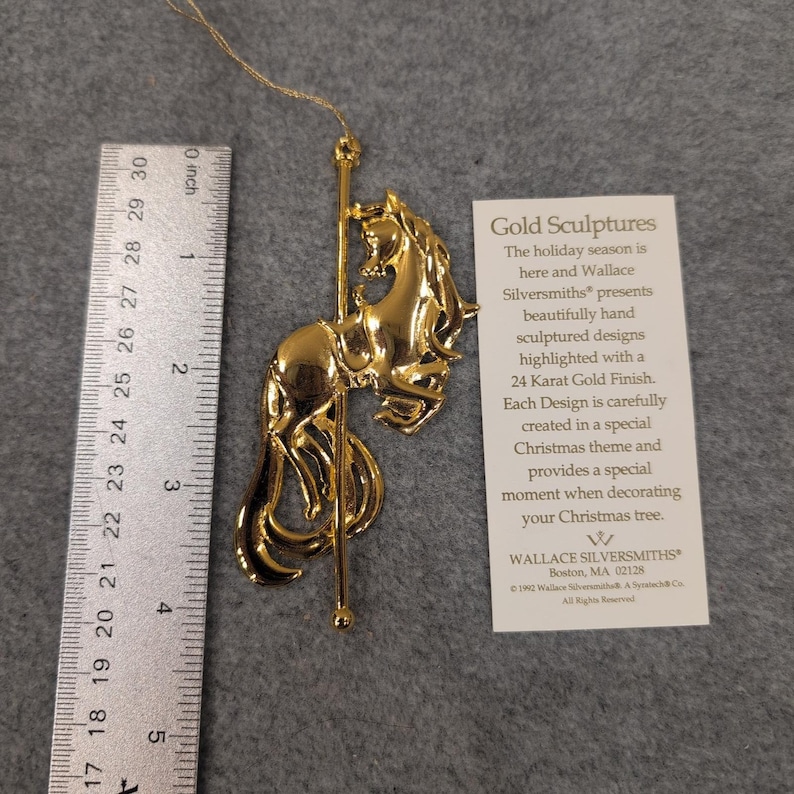 Wallace Silversmiths Carousel Horse kerstornament 24-karaats gouden afwerking afbeelding 2