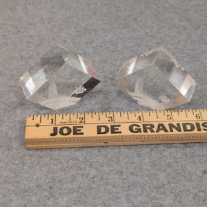 Vtg Intaglio Etched Nautical Lighthouse Ship Clear Cube Paperweights Set of 2 image 5