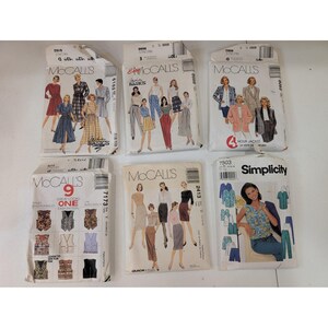 VTG 1990's naaipatronen voor dames Veel van 6 McCall's jurk blouserok vest afbeelding 1