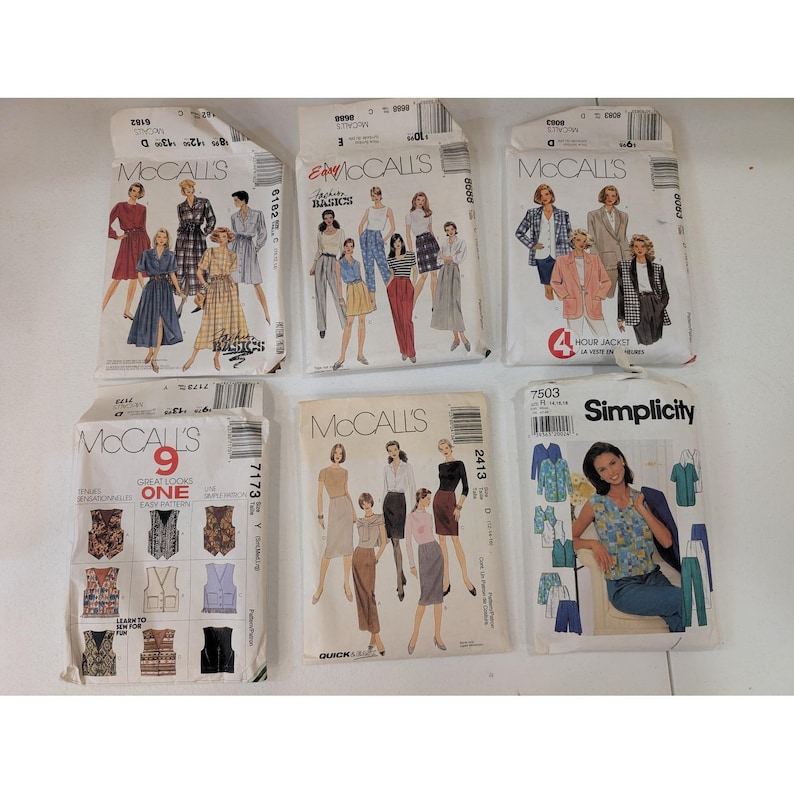 VTG 1990's naaipatronen voor dames Veel van 6 McCall's jurk blouserok vest afbeelding 1