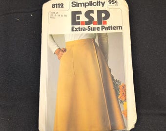 Vintage Simplicity 8112 Misses Mock Wrap Skirt Sewing Pattern Size 12 14 16 ESP