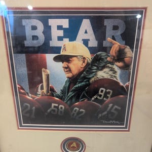 Daniel A Moore Bear Bryant Alabama Crimson Tide Framed Art Print Commemorative image 2
