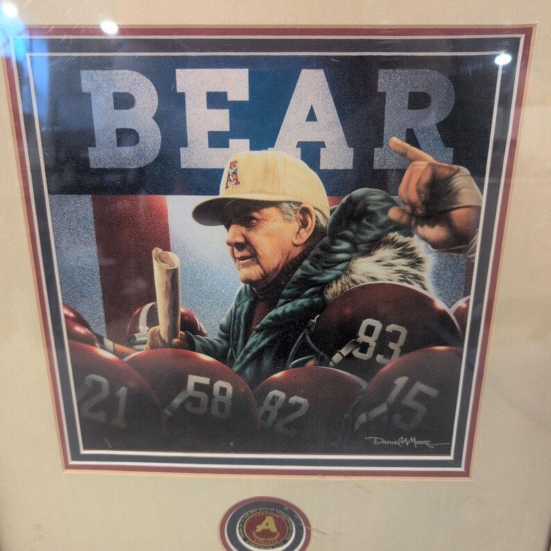 Daniel A Moore Bear Bryant Alabama Crimson Tide Framed Art Print Commemorative image 2