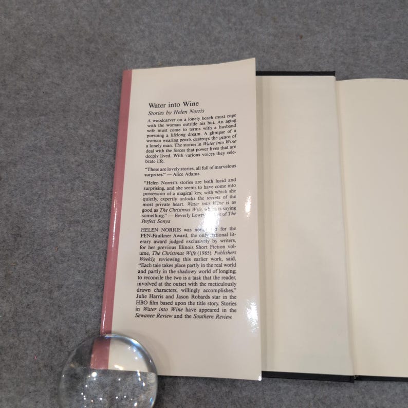 Water into Wine Helen Norris Illinois Short Fiction Hardcover 1988 0252015401 image 3